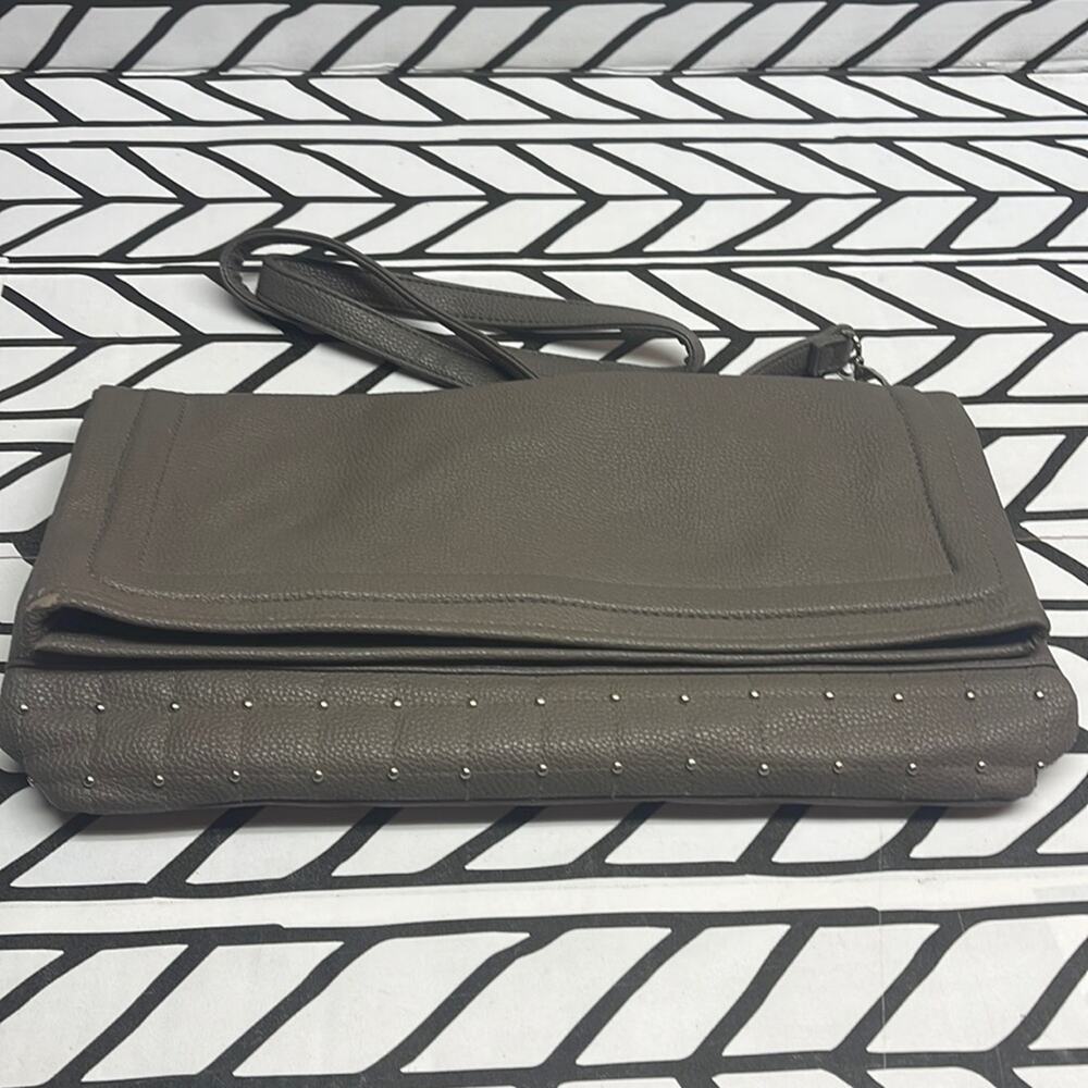Vegan Leather Gray Clutch/Crossbody purse